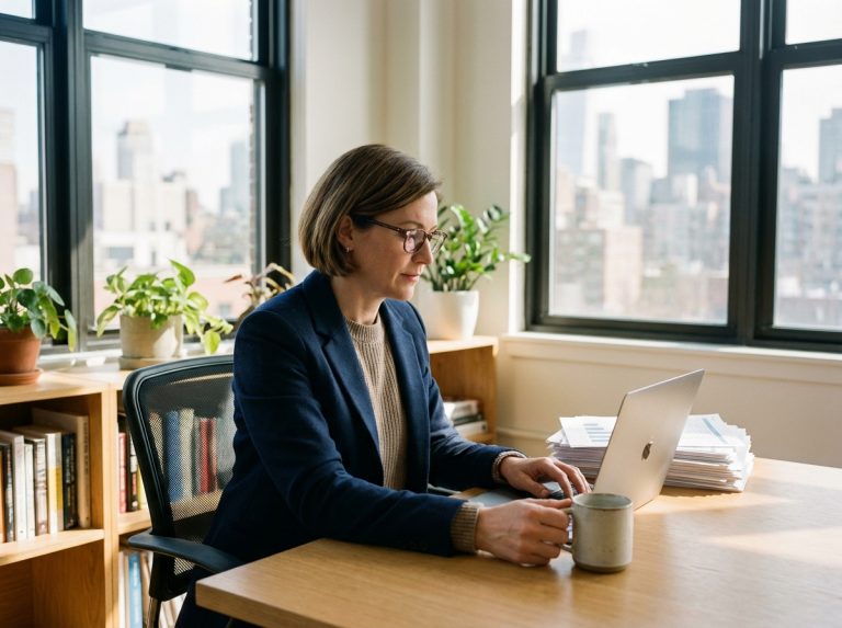 Femme d'affaires dans un bureau moderne et lumineux