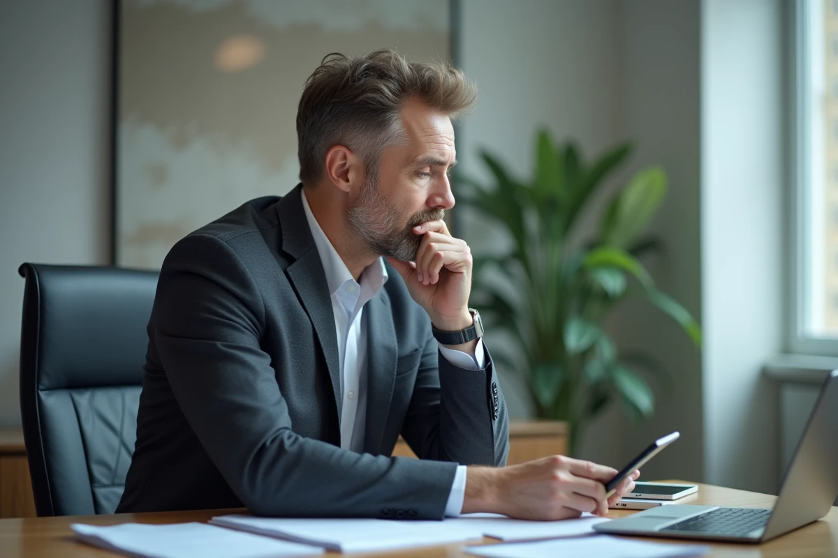 Homme d affaires pensif dans un bureau moderne