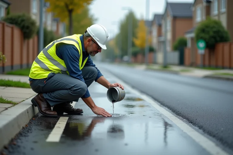 Ingénieur civil en gilet de sécurité sur la route