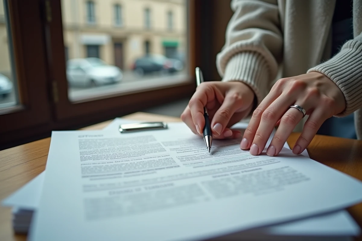 Piles de papiers de divorce et mains d